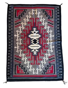 Navajo Two Gray Hills Hand Woven Wool Rug