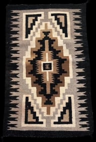 Navajo Two Gray Hills Hand Woven Wool Rug