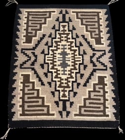 Navajo Two Gray Hills Hand Woven Wool Rug