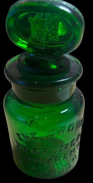 Antique Emerald Green Glass Perfume Bottle - The Crown Perfumery (1 of 2)
