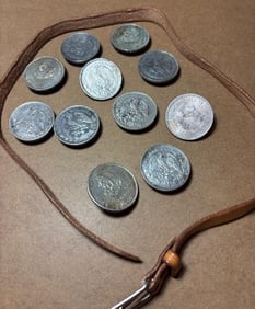 Vintage Leather Belt with Mexican Peso Applique