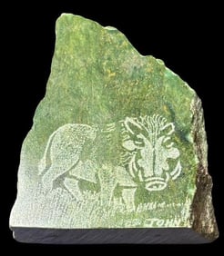 Hand Etched African Warthog on Stone Signed John