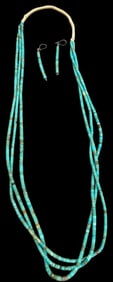 Multi Strand Heishi Turquoise Necklace with Matching Earrings