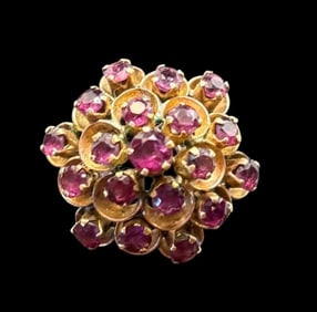 Vintage 14K Gold and Ruby Cocktail/Harem Ring Iranian Ca. 1970s