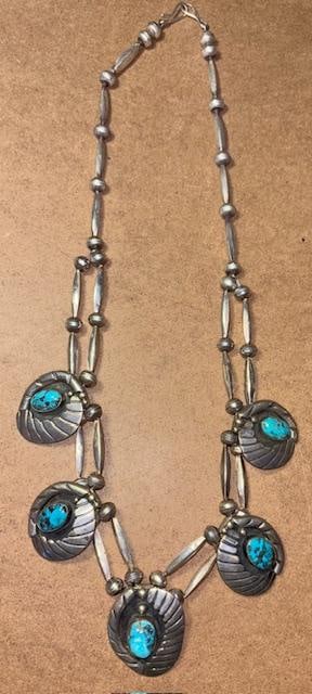 Vintage Native American Turquoise and Sterling Necklace (1 of 3)
