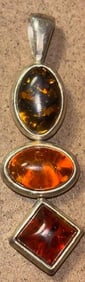 Sterling and Amber Stone Pendant