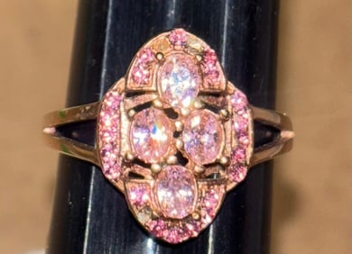 Stainless and Pink Stone Costume Ring