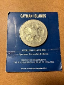 Royal Canadian Mint 1975 Fifty Dollar Silver Coin Caymen Islands