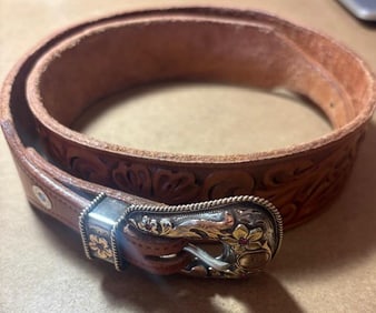 Hollywood Vintage Ladies' Sterling and 18K Gold Belt and Buckle with Rubies BOHLIN