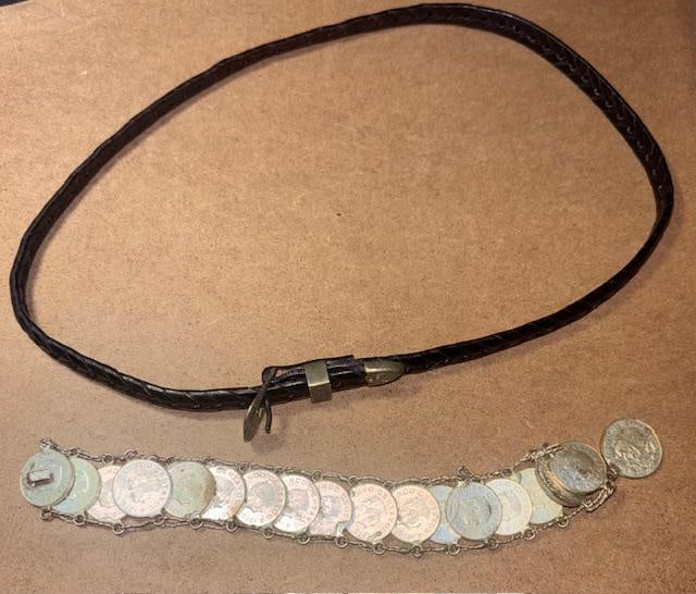 Lot of Two -Mexican Bracelet and Hatband Sterling (1 of 3)