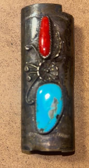 Native American Navajo Sterling Cigarette Lighter Case (1 of 2)