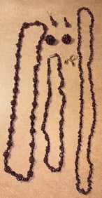 Lot of Six Garnet Necklaces and Earrings