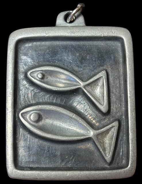 Swedish Made Mid-Century Signed Pewter Pendant (1 of 2)