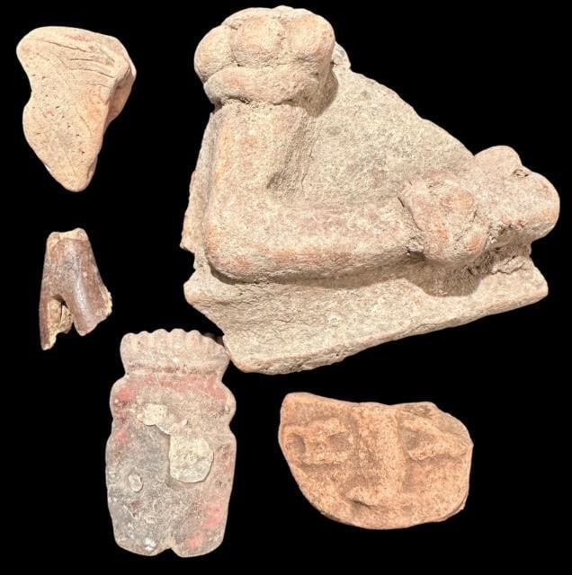 Lot of Five Pre Columbian Pottery Pieces 1200 CE (1 of 2)