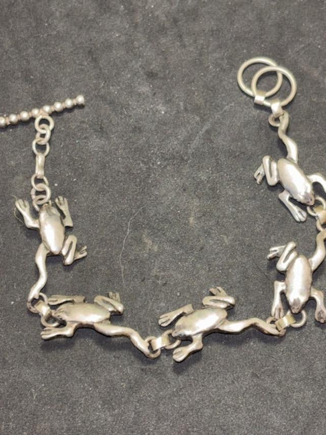 Whimsical Sterling Frog Bracelet (1 of 2)