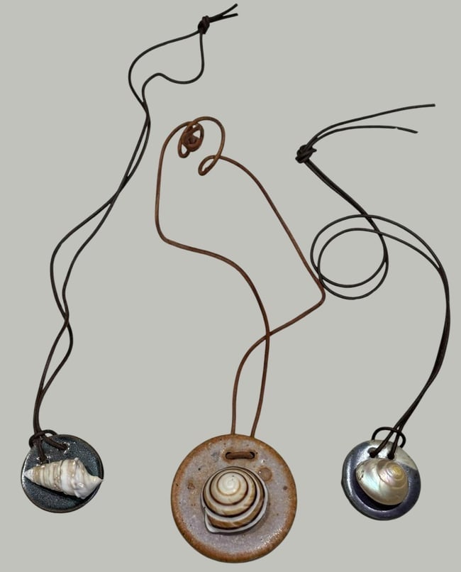 Lot of Three Pottery and Shell Necklaces (1 of 5)