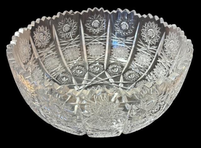 Brilliant Wheel Cut Glass Serving Bowl ca 1880 (1 of 3)