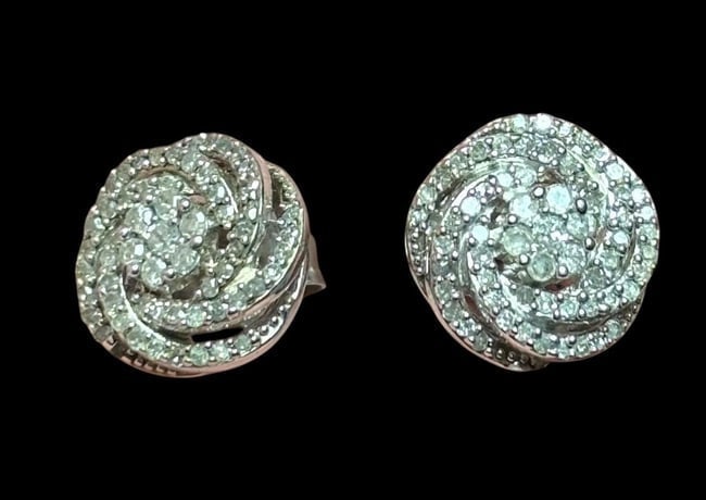 Sterling and CZ Stone Pierced Earrings (1 of 1)