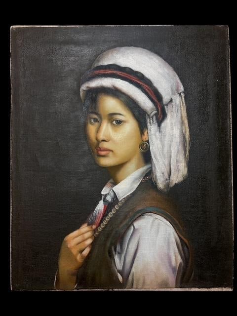 Chinese Realist Oil on Canvas Painting (1 of 2)