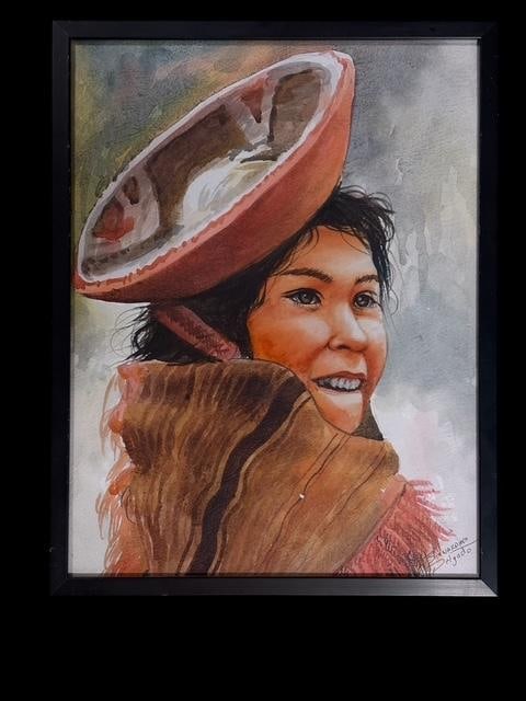 Signed Watercolor on Paper Bernardino Delgado: Watercolor on painting. Signed Bernardino Delgado. Measures 10.25" x 13.25".