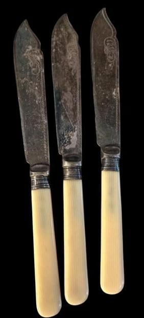 Lot of Three Sterling Knives with Ivoryoid Handles ca. 1930s (1 of 2)