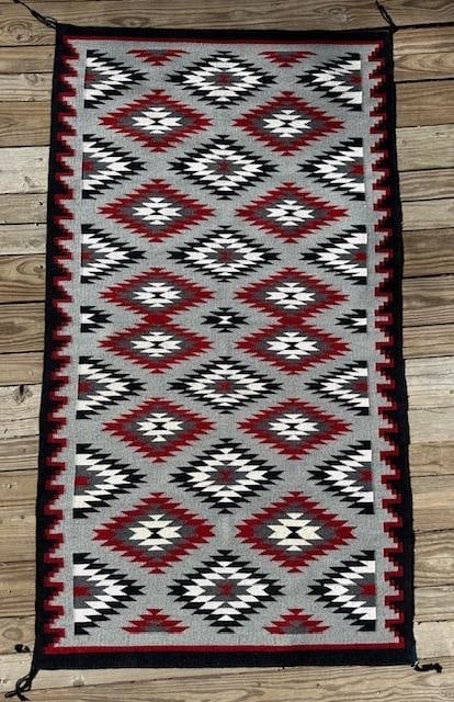 Native American Navajo Hand Woven Rug - Diamond Pattern (1 of 4)