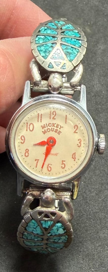 Native American Turquoise and Sterling Turtle Watch band (1 of 3)