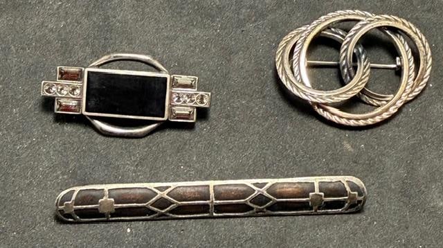 Lot of Three Antique Sterling Pins (1 of 2)