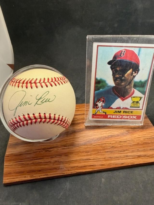 Jim Rice Autographed Baseball and Baseball Card (1 of 3)