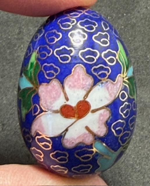 Miniature Chinese Cloisonne Foral Egg (1 of 2)