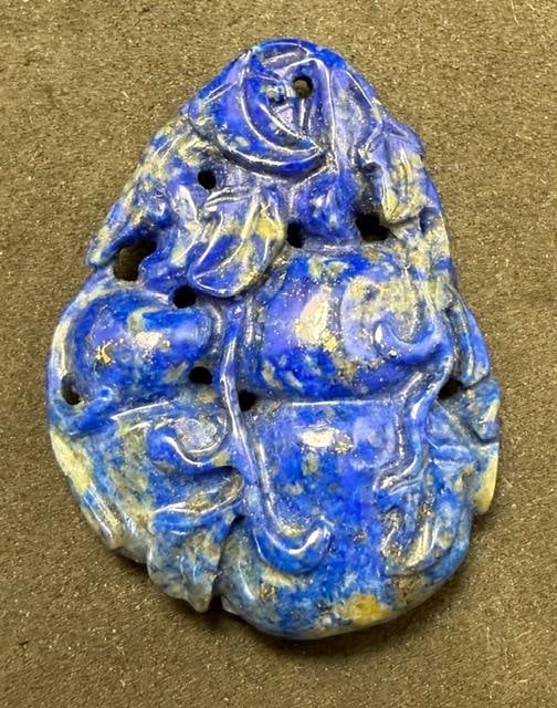 Chinese Carved Lapis Pendant (1 of 2)