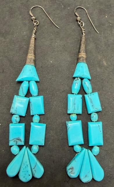 Native American Sterling and Turquoise Pierced Earrings (1 of 1)