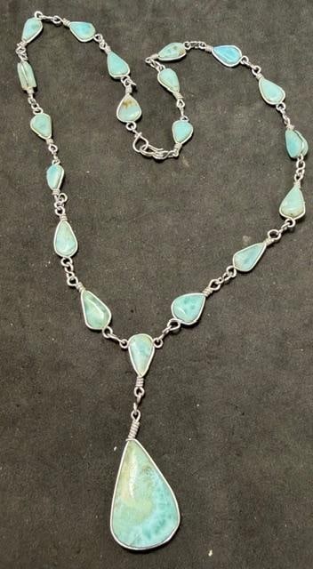 Sterling and Larimar Pendant Necklace (1 of 3)