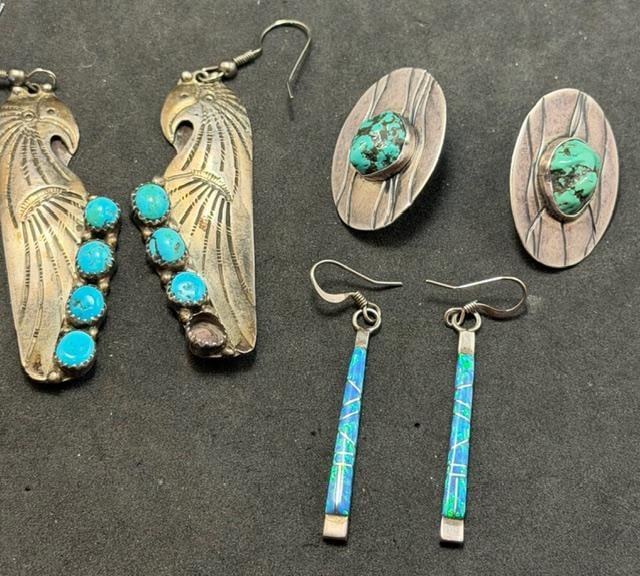 Lot of Three Native American Pierced Earrings (1 of 3)