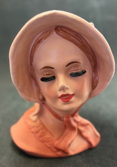 Vintage Pink Lady Head Vase Mid-Century (1 of 4)