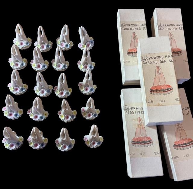 Lot of Five Boxes of Vintage Porcelain Praying Hand Card Holders 20 Pieces (1 of 7)