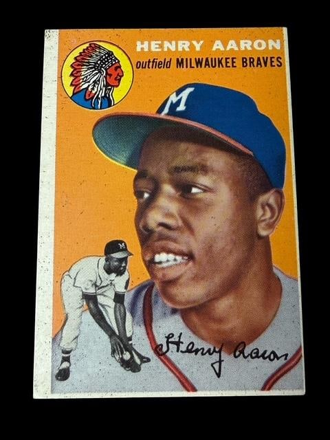 Topps 128 Milwaukee Braves Henry Aaron Baseball Card: Topps 128 Milwaukee Braves Henry (Hank) Aaron baseball card.