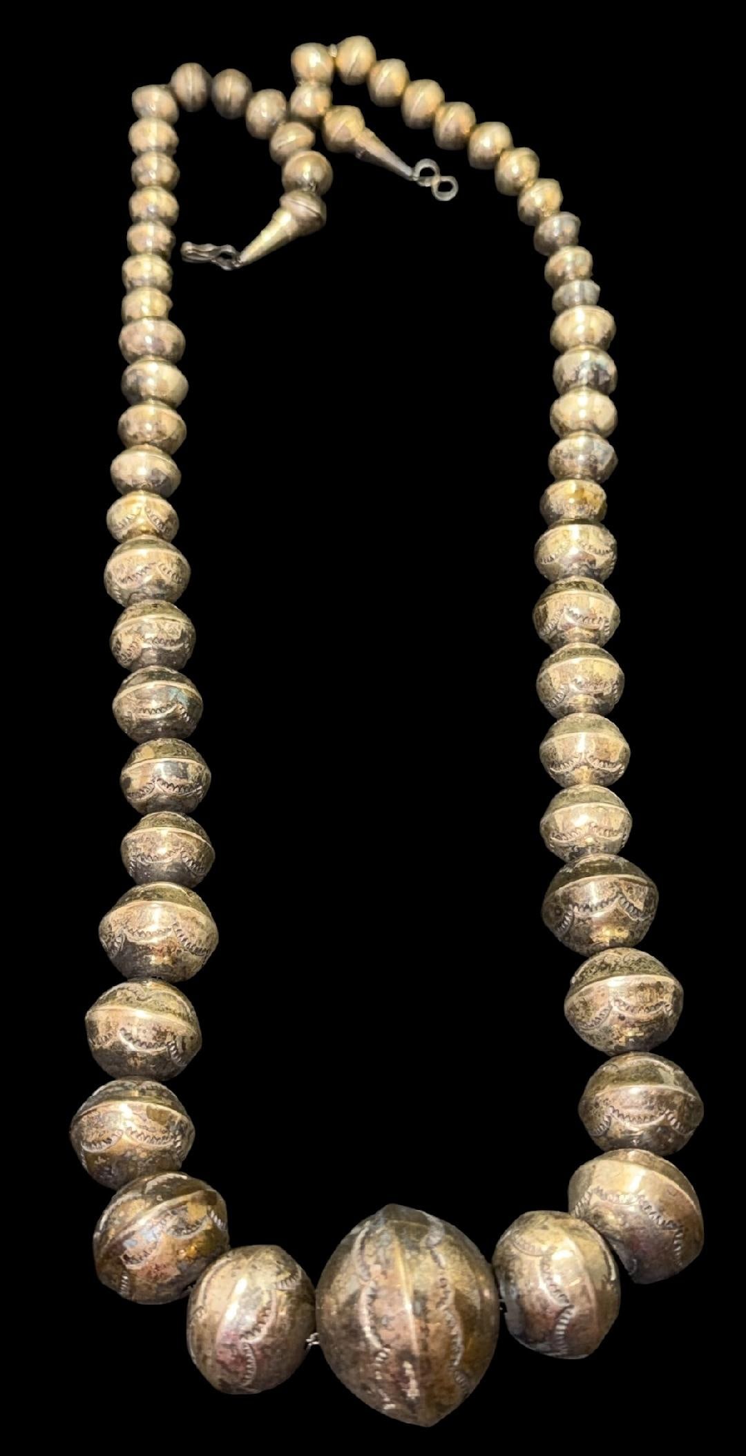 Vintage Native American Navajo Sterling "Pearl" Bead Necklace (1 of 2)