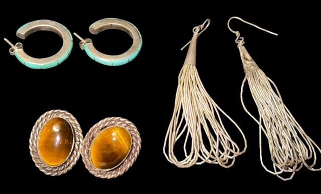 Lot of Three Native American Pierced Earrings (1 of 5)