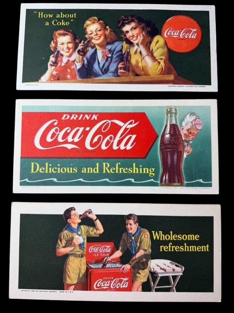 Lot of Three Vintage Coca Cola Advertising Ink Blotters (1 of 4)