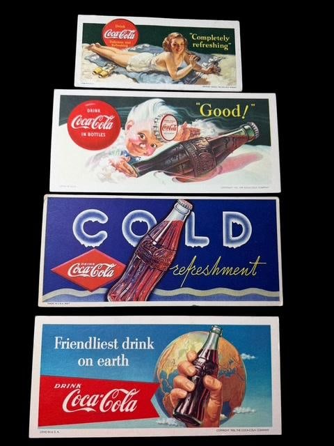 Lot of Four Vintage Coca Cola Advertising Ink Blotters Ca. 1937 & 1950s (1 of 5)