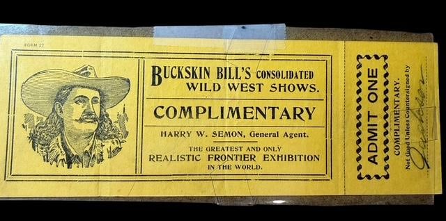 RARE Original Buskskin Bill Wild West Ticket Ca. 1910 (1 of 3)
