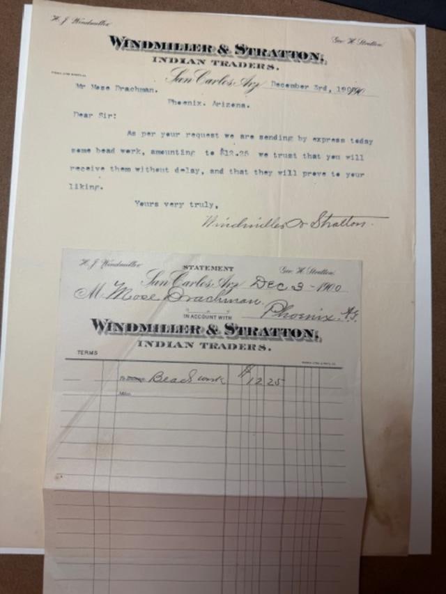 1900 Windmiller Stratton Indian Traders Billhead - San Carlos Apache Reservation (1 of 3)