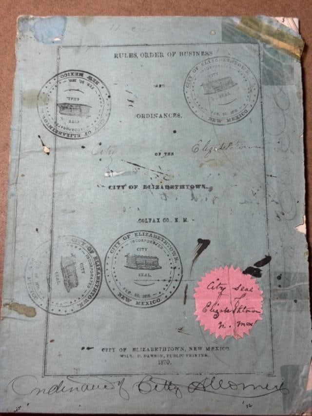 1870 Original Ordinances and Rules For Elizabethtown NM (1 of 4)
