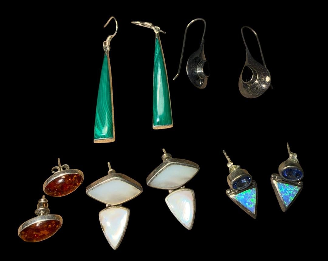 Assorted Lot of Sterling and Stone Pierced Earrings (1 of 3)