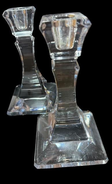 Tiffany and Co. Crystal Clear Candlesticks Square Base Pair (1 of 4)