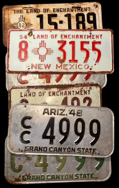 Lot of Six Antique Mid-Century NM and AZ License Plates 1940s-1950s (1 of 4)
