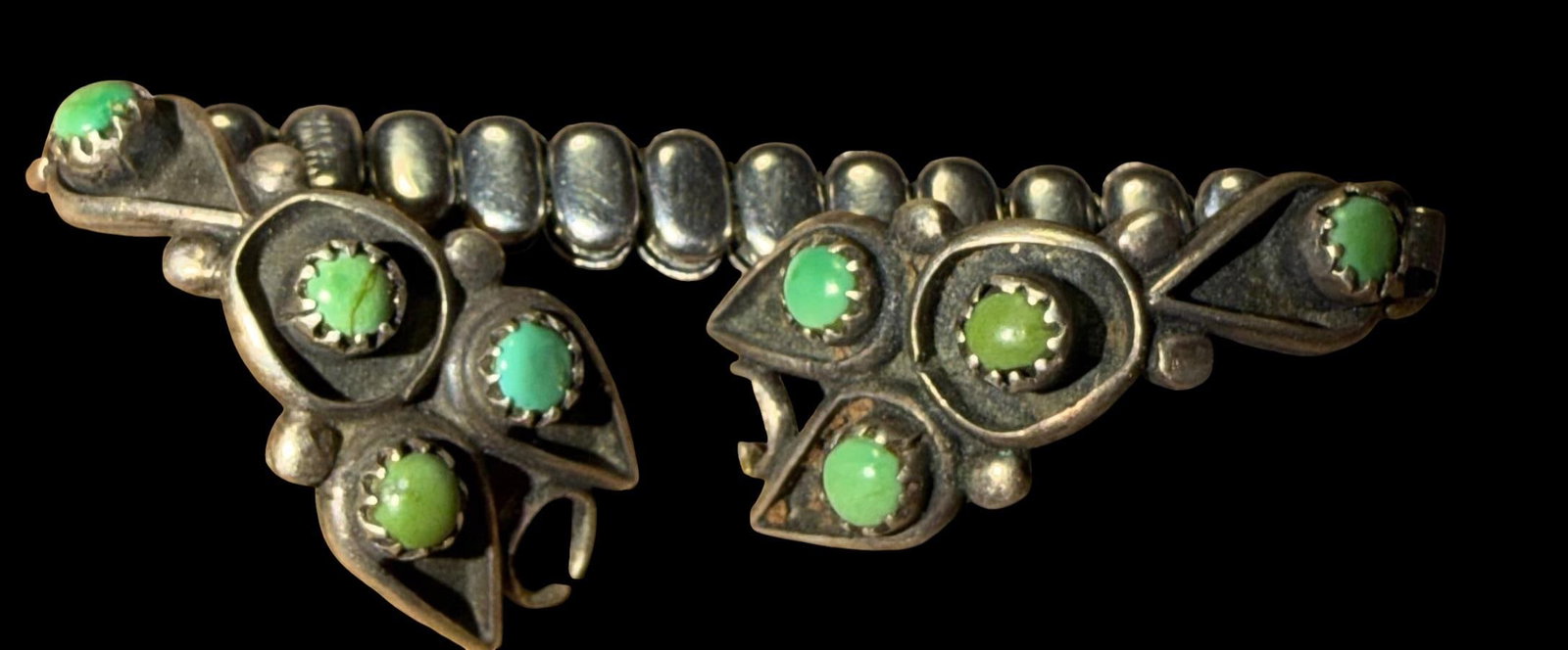 Native American Navajo Sterling and Turquoise Watch Band Ends (1 of 4)