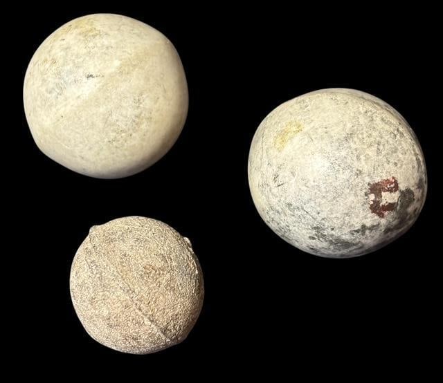 Lot of Three Raised Seam Stone Spheres (1 of 1)