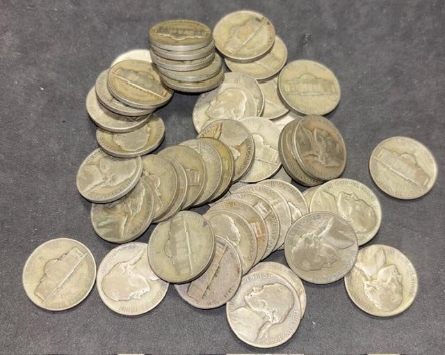 Lot of Forty-Seven War Time Nickles - 1942-1945 (1 of 1)